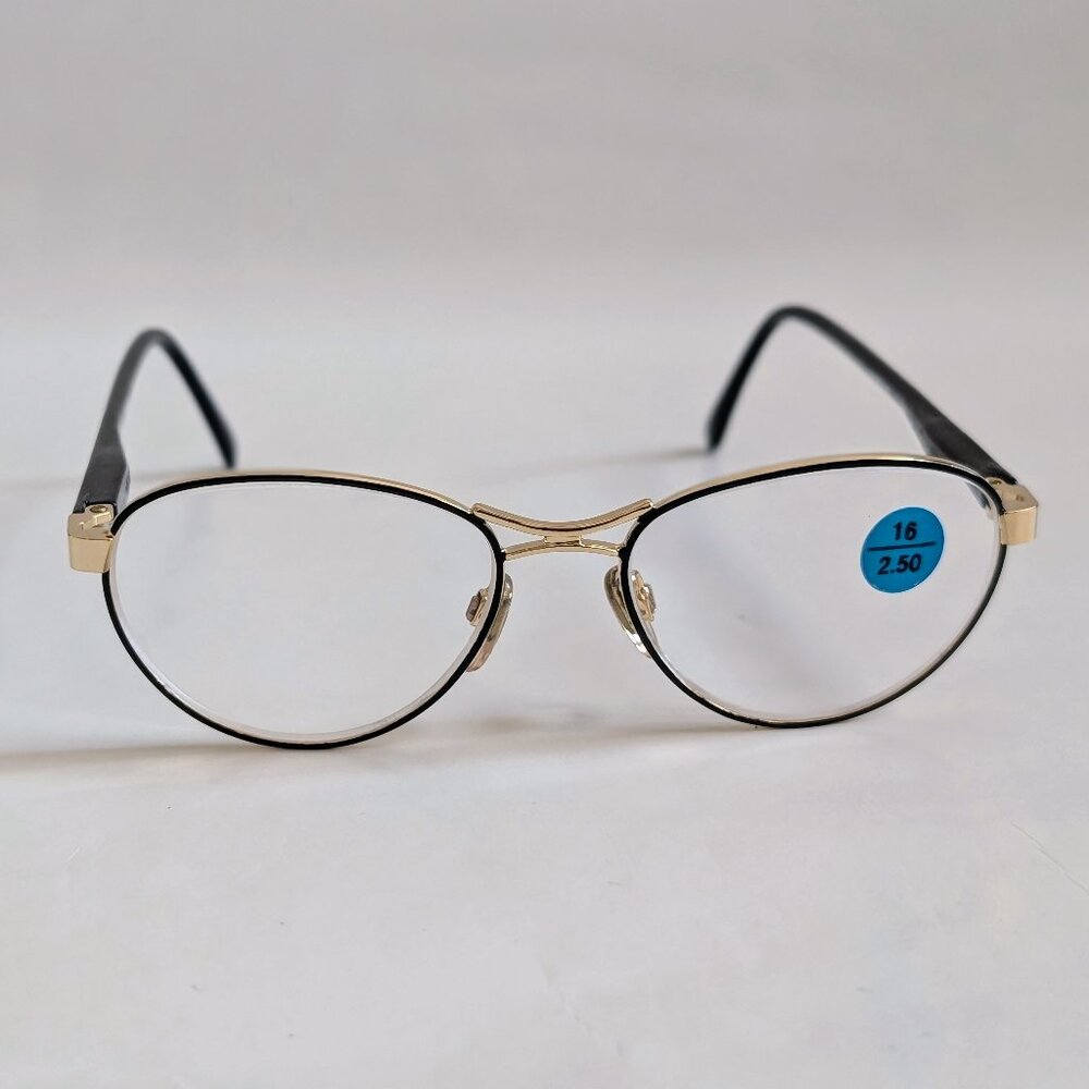 NWT TruVintage 90's Lady Fashion Oval Combo Reading Glasses (Gold/Black)